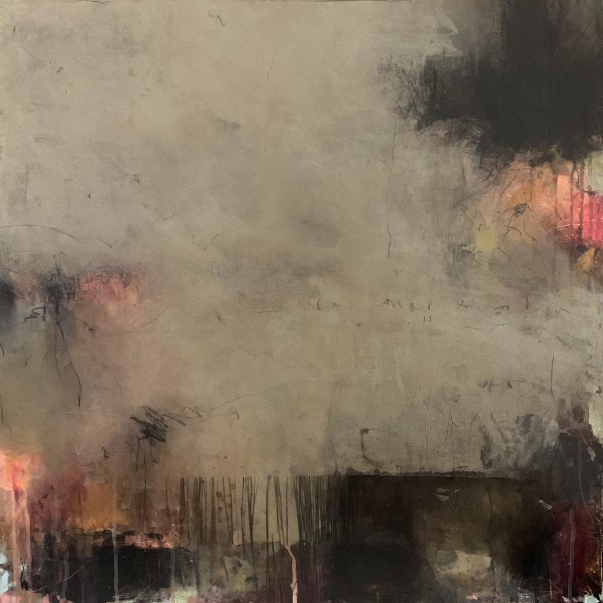 TELLING SECRETS IN THE RAIN - 
Acrylic and Graphite - 
30"x30" on Canvas