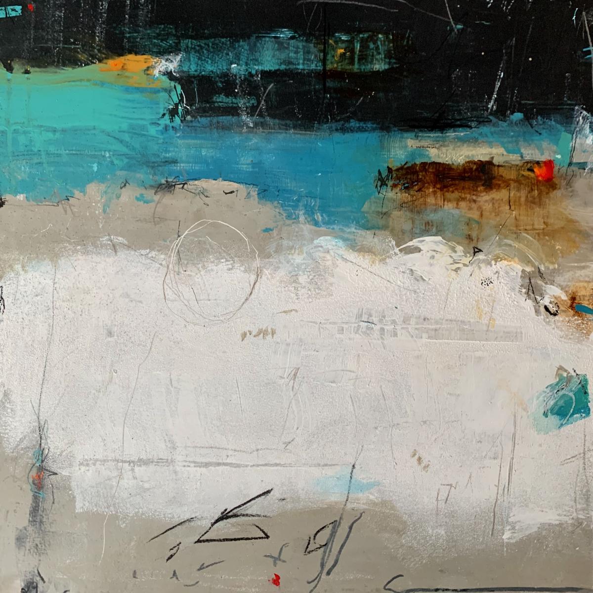 5 MINUTES TO MIDNIGHT -
Acrylic and Mixed Media - 
12"x12" on Panel