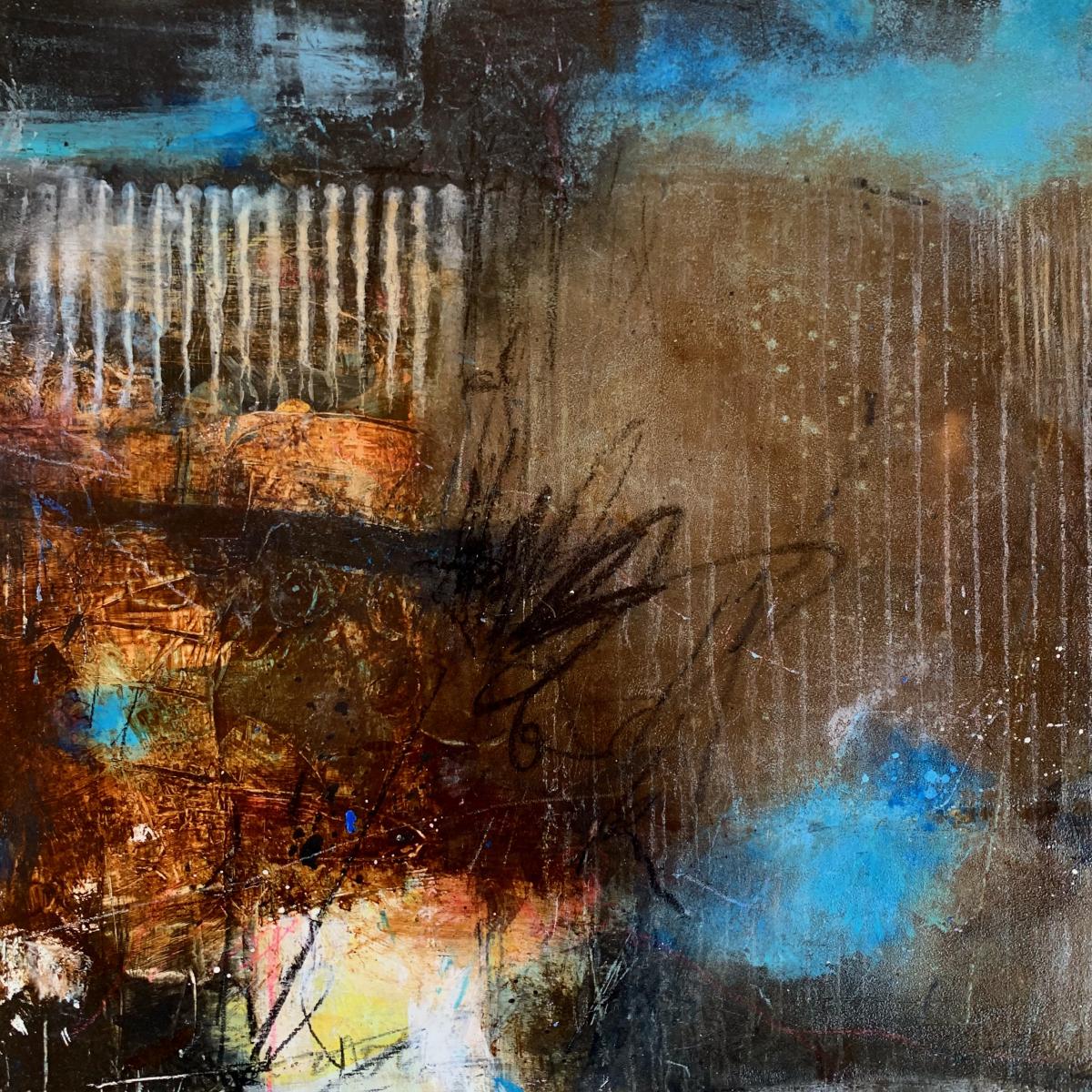 SIPPING WHISKEY ON AN INCOMING TIDE - 
Mixed Media on Panel - 
12"x12"