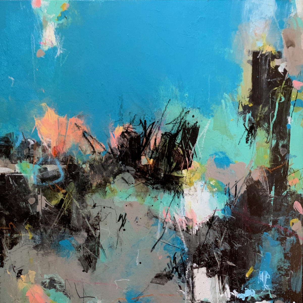 AS THE EVENING LOSES COLOUR - 
Acrylic, Oil and Graphite - 
12x12 on Panel
