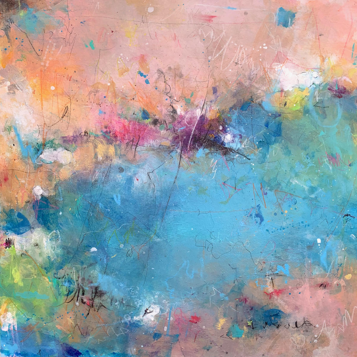 CAN YOU TELL ME WHERE I MIGHT FIND THE HYDRA -
Acrylic, Oil and Graphite - 
24"x24" on Canvas