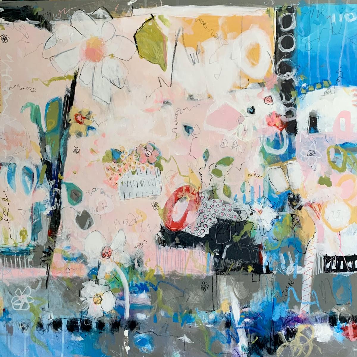 THE RAIN IN SPAIN - 
Acrylic, Oil and Graphite - 
30x30 on Canvas