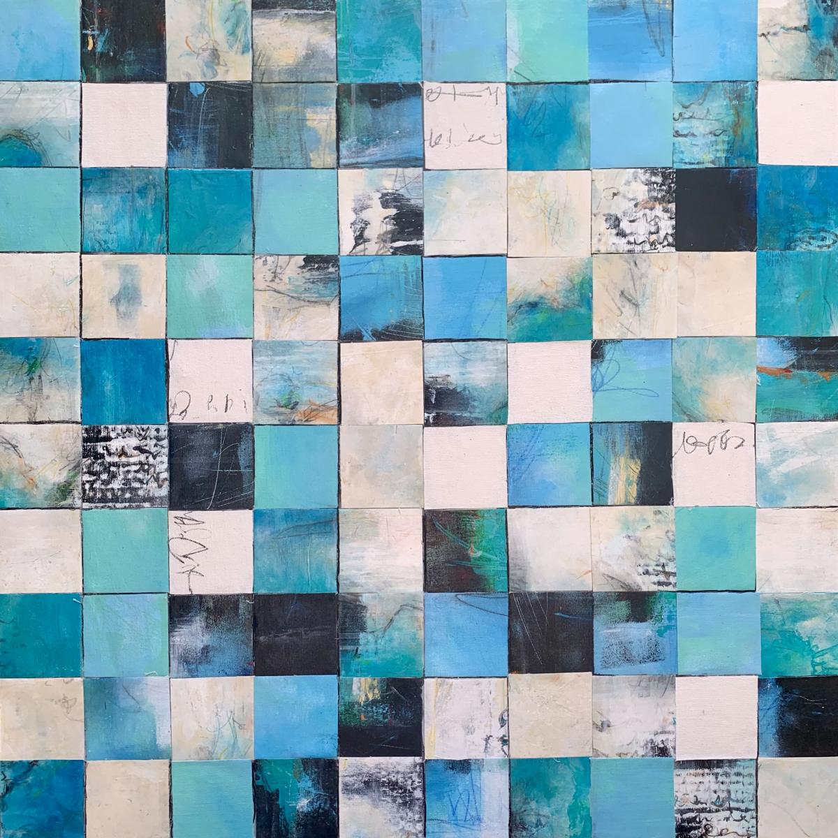 UNDER OUR FEET THE TIDE RUSHES IN - 
Acrylic/Mixed Media-
30x30 on Panel